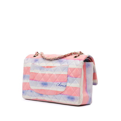 Chanel Medium Classic Printed Lambskin Watercolor Double Flap Pink