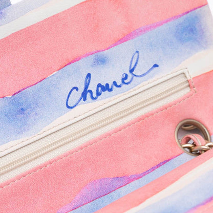 Chanel Medium Classic Printed Lambskin Watercolor Double Flap Pink