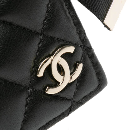 Chanel Quilted Lambskin Book Card Holder On Chain Black
