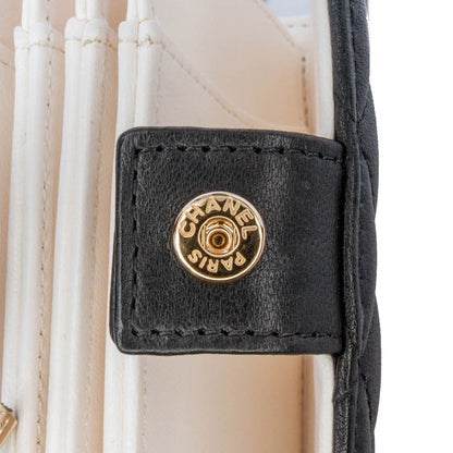 Chanel Quilted Lambskin Book Card Holder On Chain Black