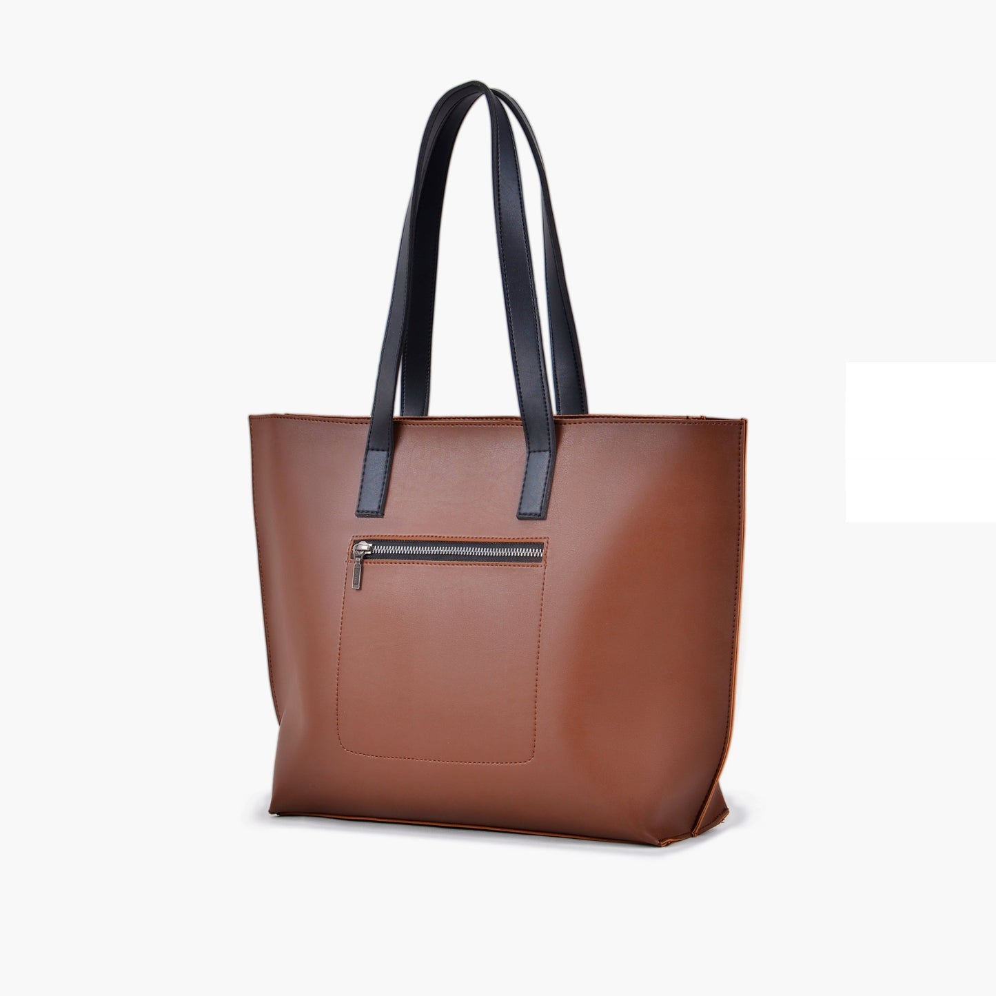 Black long handle tote bag