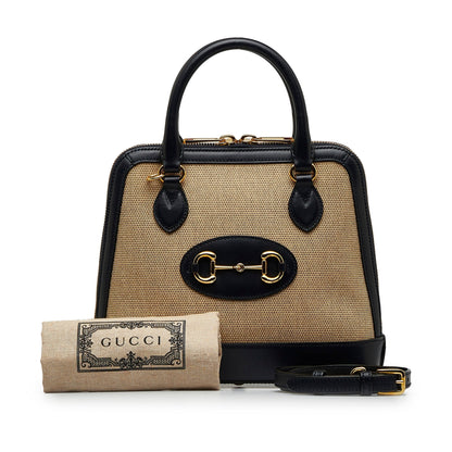 Gucci Small Horsebit 1955 Canvas Top Handle Brown