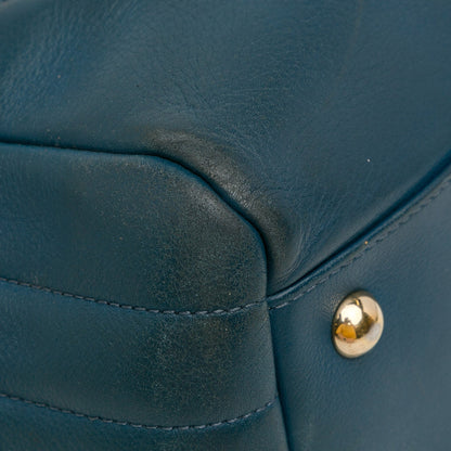 Chanel CC Chevron Calfskin Statement Shopping Tote Blue