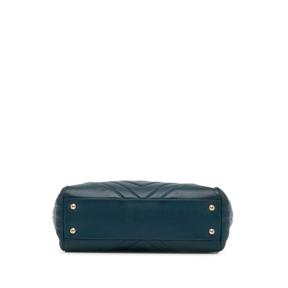 Chanel CC Chevron Calfskin Statement Shopping Tote Blue