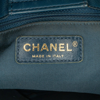 Chanel CC Chevron Calfskin Statement Shopping Tote Blue