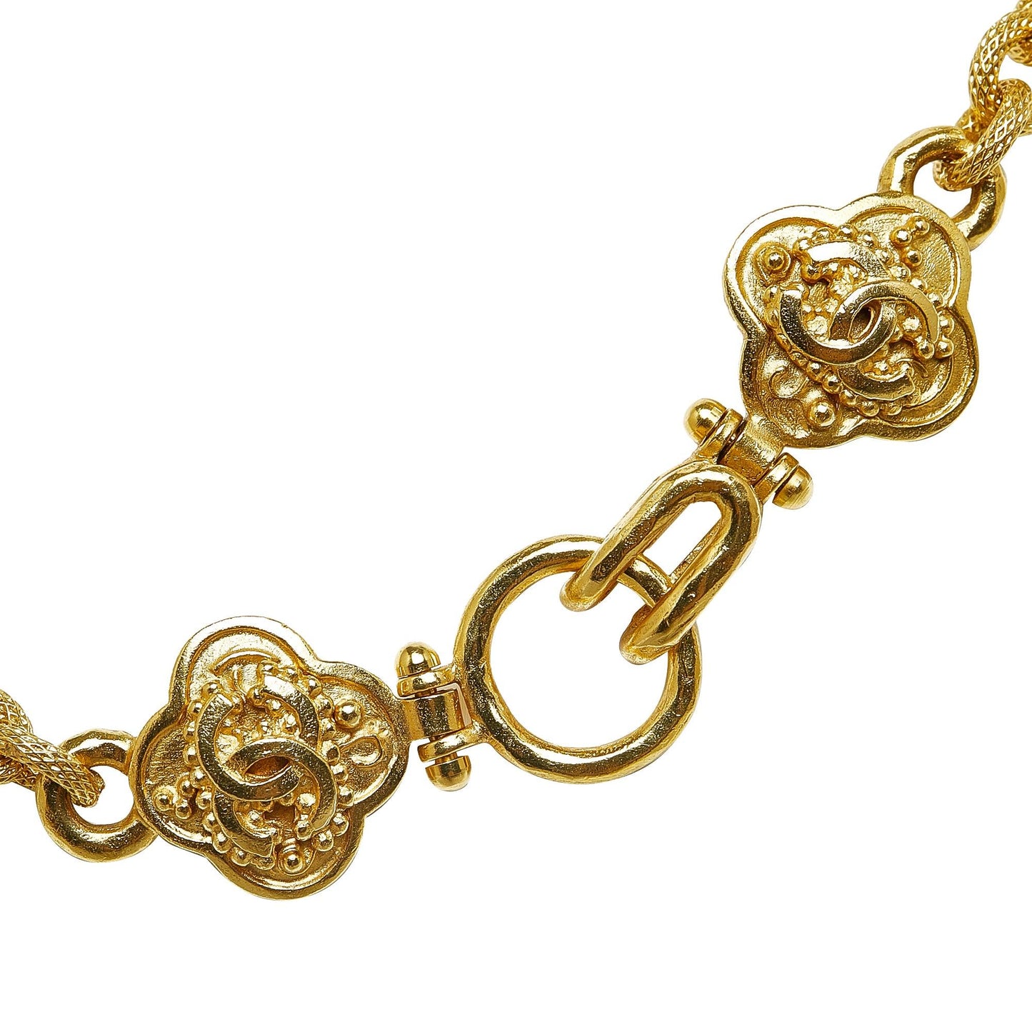 Chanel CC Clover Pendant Necklace Gold