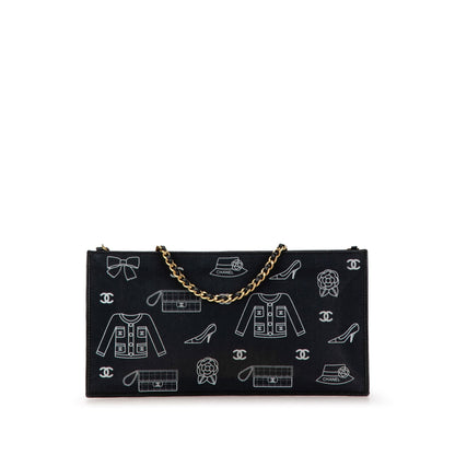 Chanel Canvas Symbols Chain Pochette Blue
