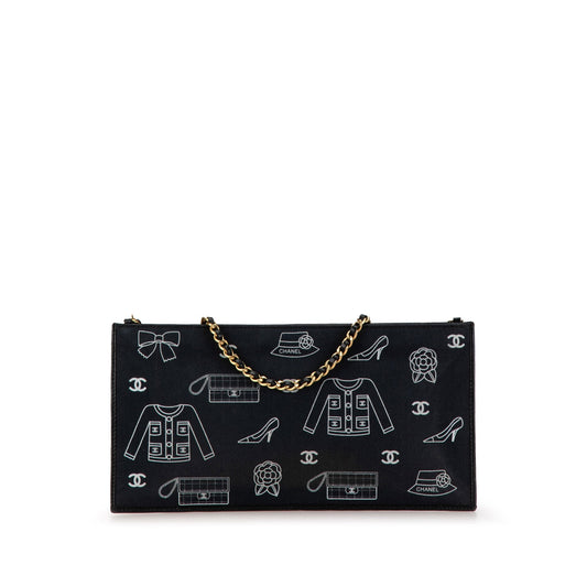 Chanel Canvas Symbols Chain Pochette Blue