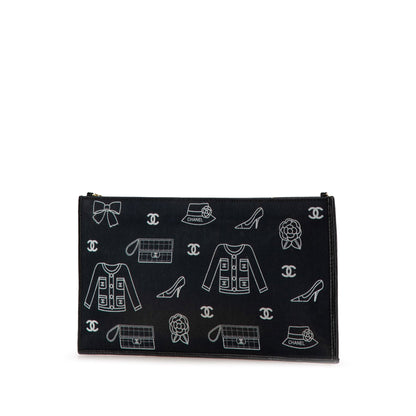 Chanel Canvas Symbols Chain Pochette Blue