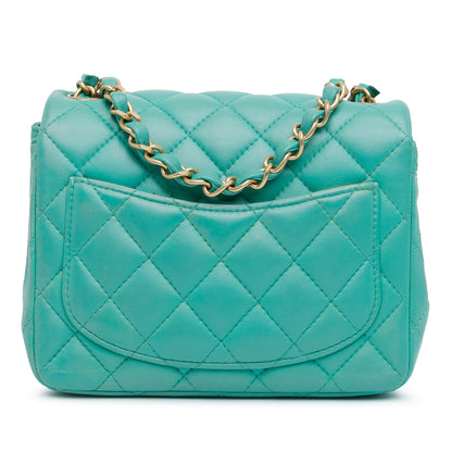 Chanel Mini Square Classic Lambskin Single Flap Green