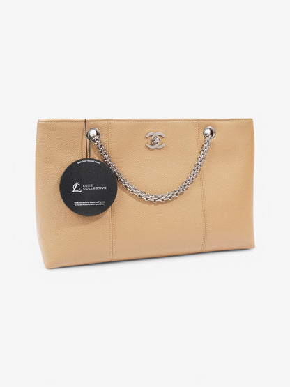 Chanel Caviar Tote Bag Beige Leather