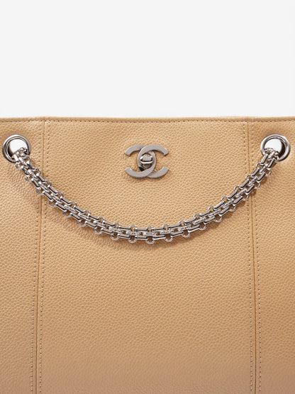 Chanel Caviar Tote Bag Beige Leather