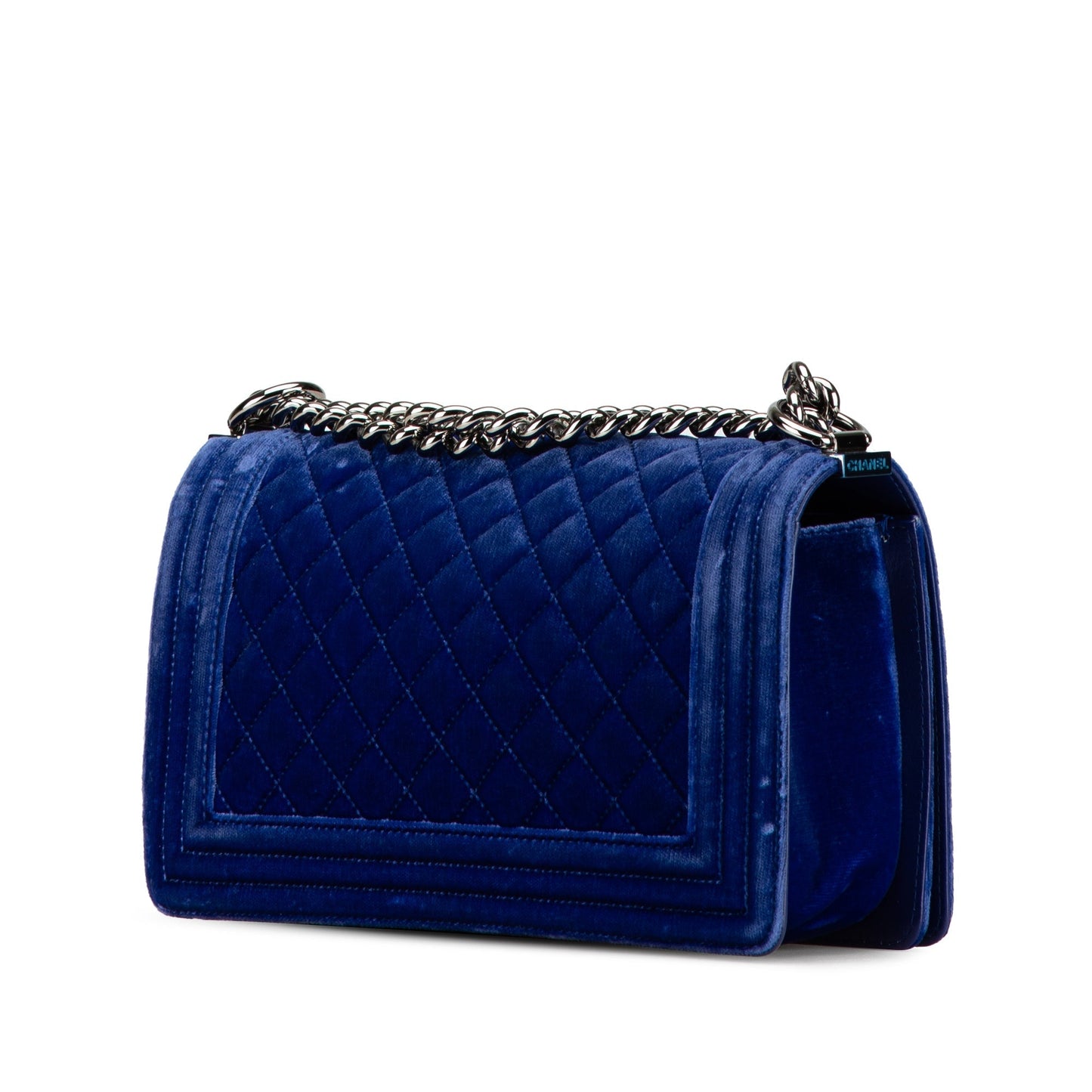 Chanel Medium Quilted Velvet Boy Flap Blue