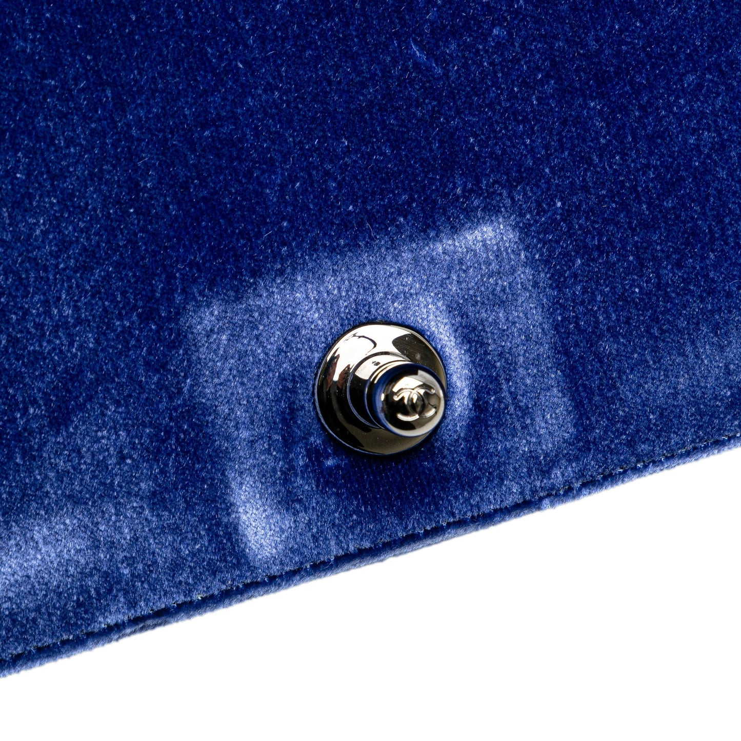 Chanel Old Medium Quilted Velvet Boy Flap Blue