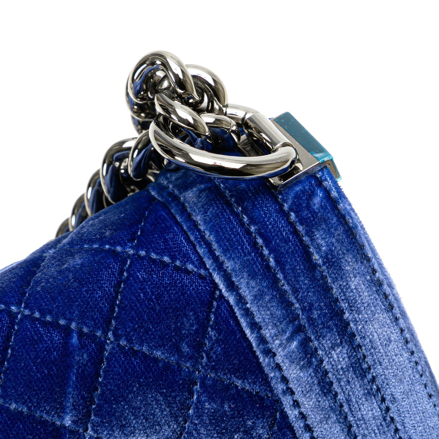 Chanel Old Medium Quilted Velvet Boy Flap Blue