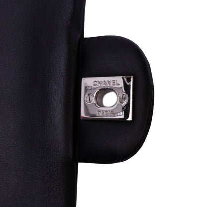 Chanel Medium Classic Striped Patent Double Flap Black