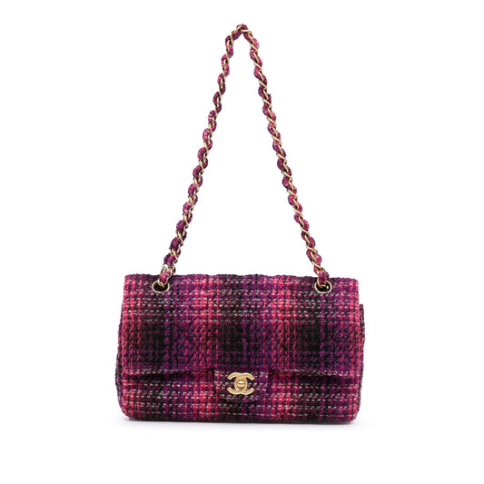 Chanel Medium Classic Tweed Double Flap Purple