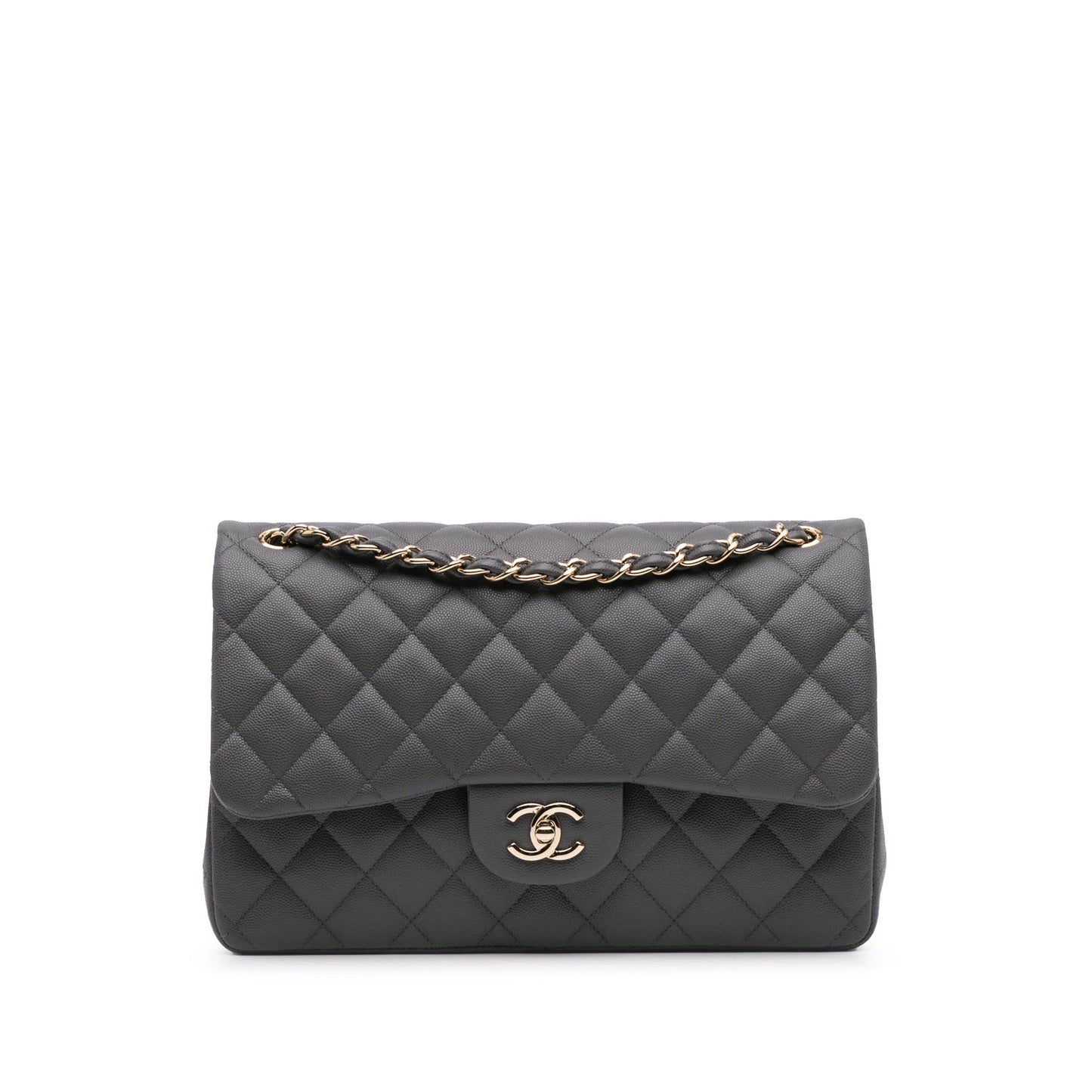 Chanel Jumbo Classic Caviar Double Flap Gray