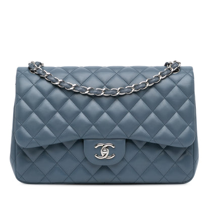 Chanel Jumbo Classic Lambskin Double Flap Blue