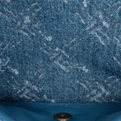Chanel Medium Classic Printed Denim Double Flap Blue