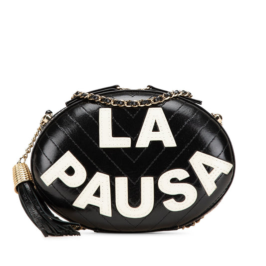 Chanel Chevron Lambskin La Pausa Evening Bag Black