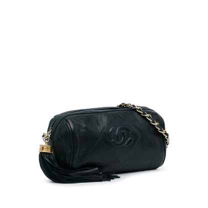 Chanel CC Lambskin Tassel Shoulder Bag Blue