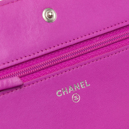 Chanel Lambskin Coco Boy Wallet On Chain Purple