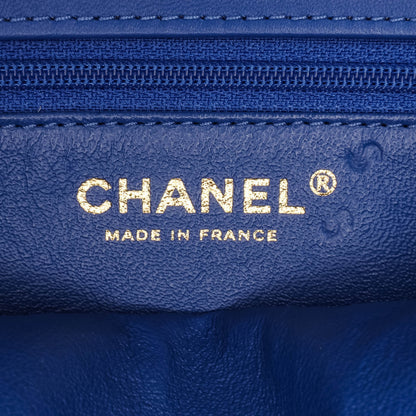 Chanel Medium Quilted Metallic Lambskin CC Chic Double Flap Blue