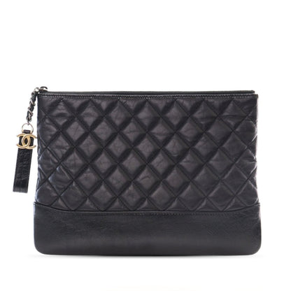 Chanel Medium Aged Calfskin Gabrielle O Case Clutch Black