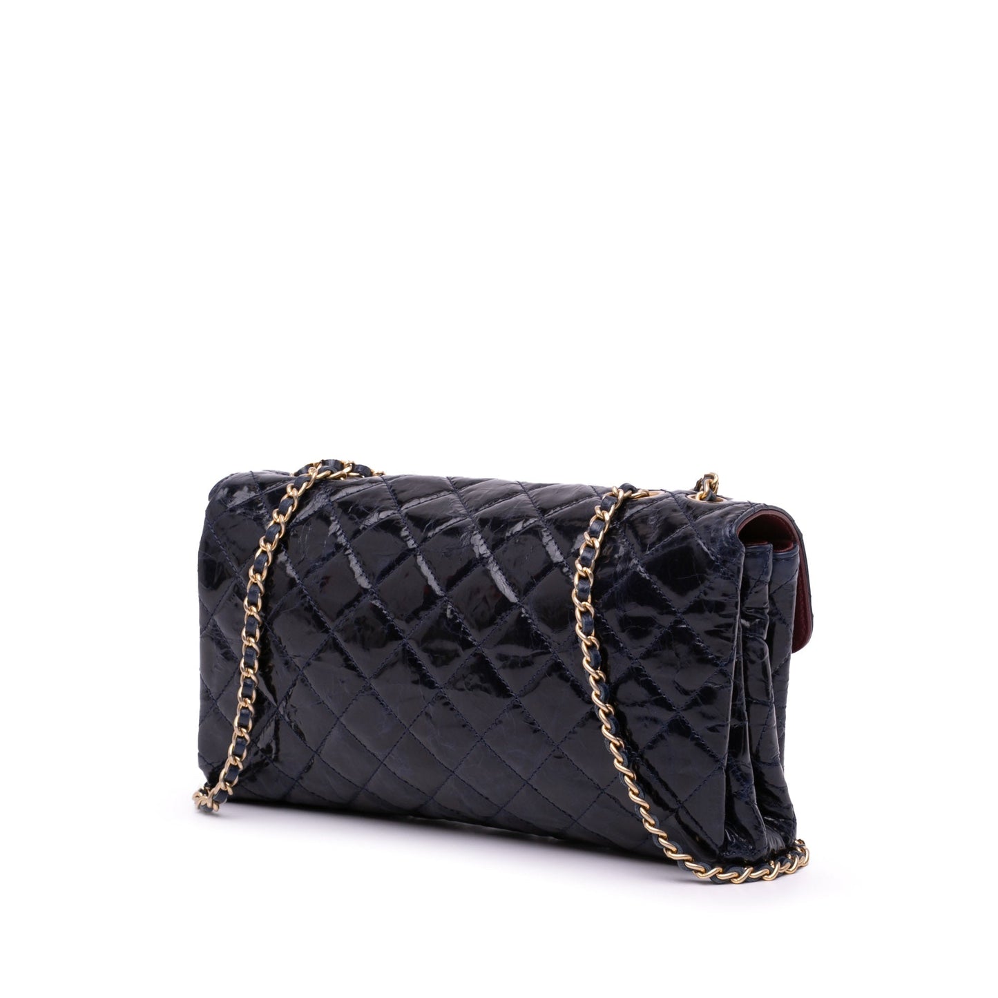 Chanel CC Crackled Glazed Calfskin Accordion Flap Blue