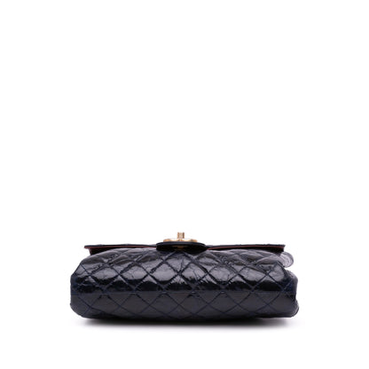 Chanel CC Crackled Glazed Calfskin Accordion Flap Blue