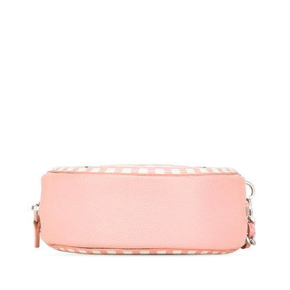 Chanel Caviar Striped CC Filigree Round Crossbody Pink