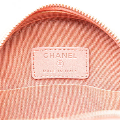 Chanel Caviar Striped CC Filigree Round Crossbody Pink
