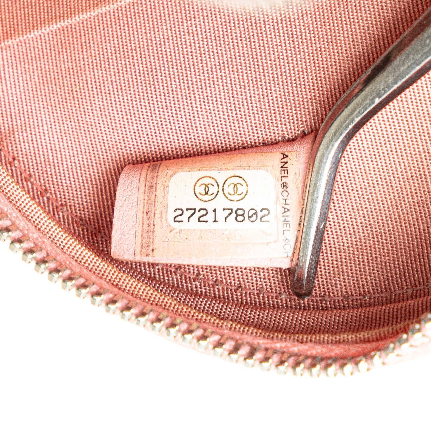 Chanel Caviar Striped CC Filigree Round Crossbody Pink