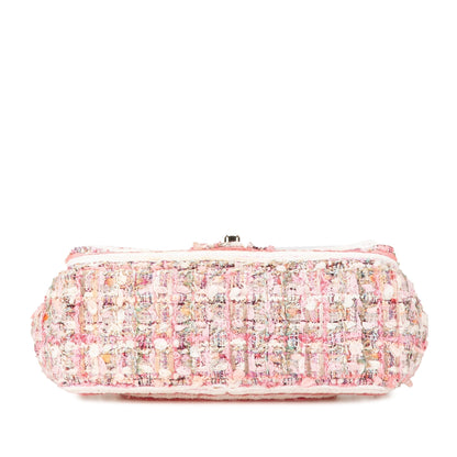 Chanel Mini Rectangular Classic Tweed Braid Flap Pink