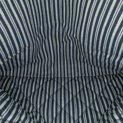 Chanel Medium Classic Canvas Sequin Stripes Double Flap Blue