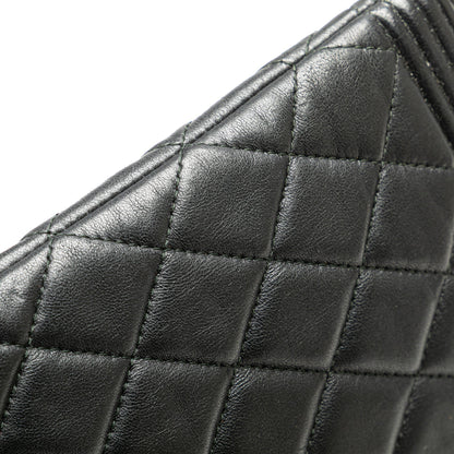 Chanel Medium Quilted Caviar Boy O Case Clutch Black