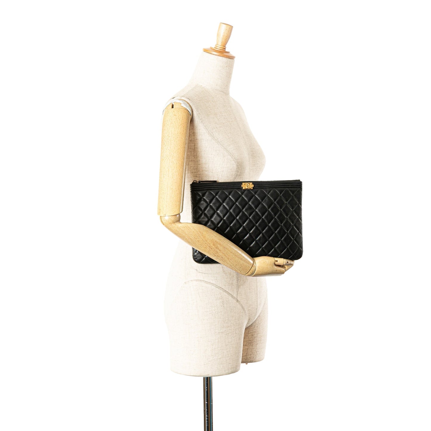 Chanel Medium Quilted Caviar Boy O Case Clutch Black