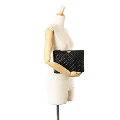 Chanel Medium Quilted Caviar Boy O Case Clutch Black