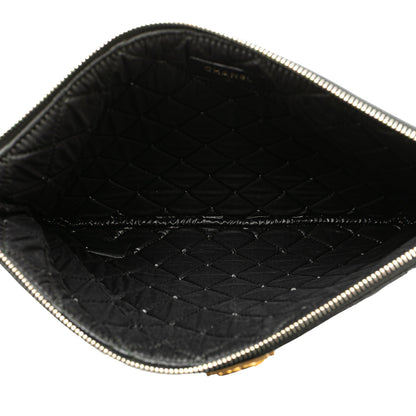 Chanel Medium Quilted Caviar Boy O Case Clutch Black