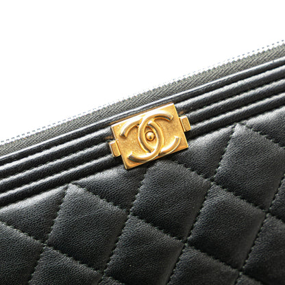 Chanel Medium Quilted Caviar Boy O Case Clutch Black