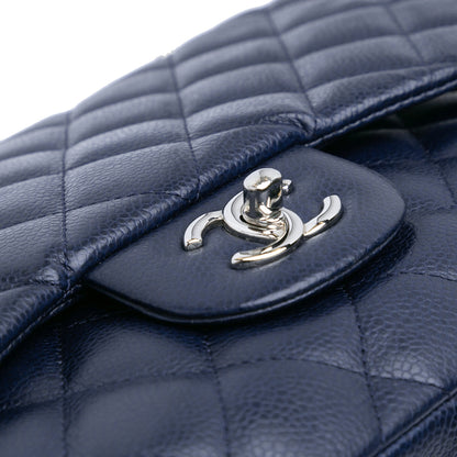 Chanel Jumbo Classic Caviar Double Flap Blue