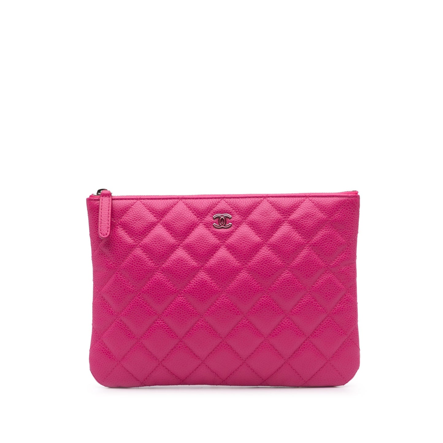 Chanel Small Quilted Caviar O Case Clutch Pink