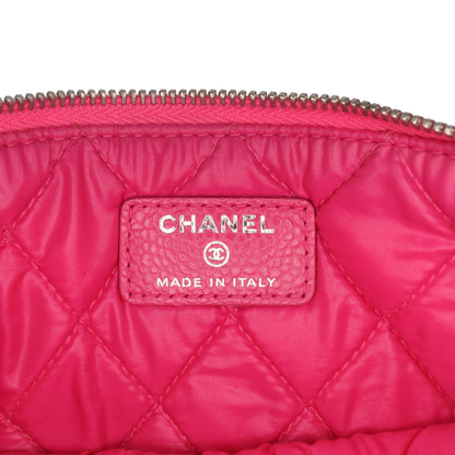 Chanel Small Quilted Caviar O Case Clutch Pink