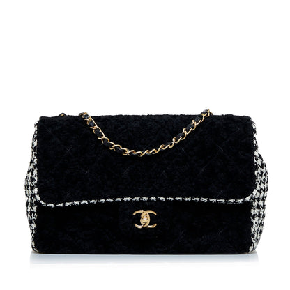 Chanel Shearling CC Turnlock Flap Bag Black