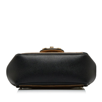 Chanel Mini Square Calfskin Graphic Flap Crossbody Bag Brown