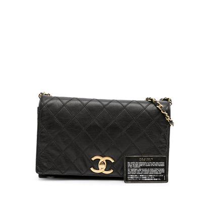 Chanel Small CC Quilted Lambskin Turnlock Full Single Flap Black