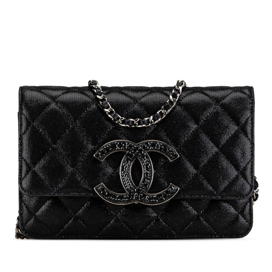 Chanel Iridescent Caviar Crystal CC Wallet On Chain Black