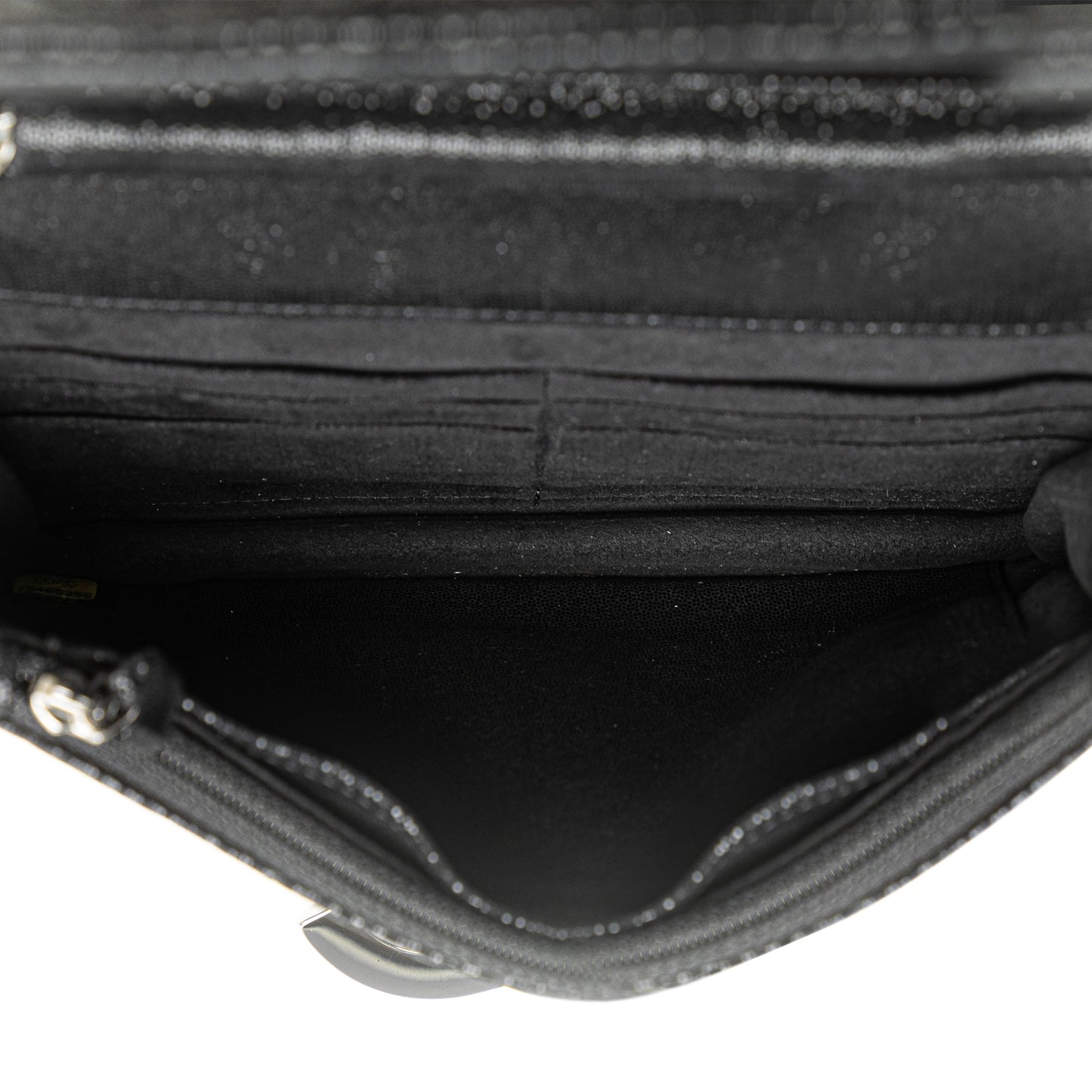 Chanel Iridescent Caviar Crystal CC Wallet On Chain Black