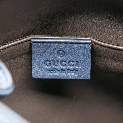 Gucci Leather Miss Bamboo Tassel Bucket Bag Blue